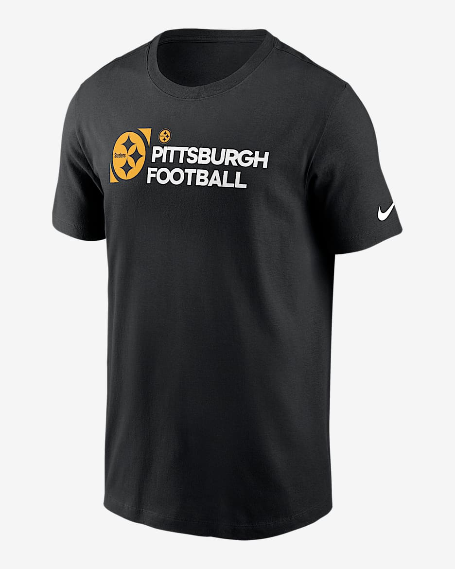 Men s Nike Black Pittsburgh Steelers Primetime Wordmark Essential T Shirt Size 3XL